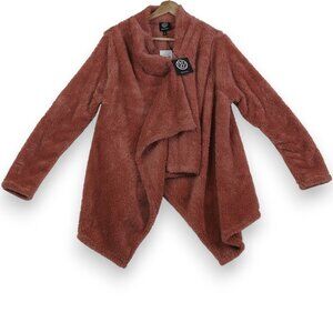 Bobeau Womens Cardigan Sweater Size S Pink Cozycore Weekend Snap Waterfall FLAW